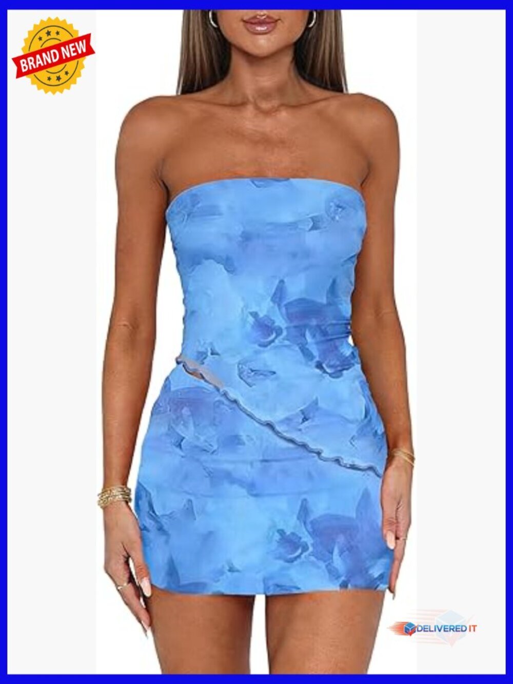 Strapless Tube Top & Mini Skirt Two Piece Set Summer Y2K Going Out Outfits